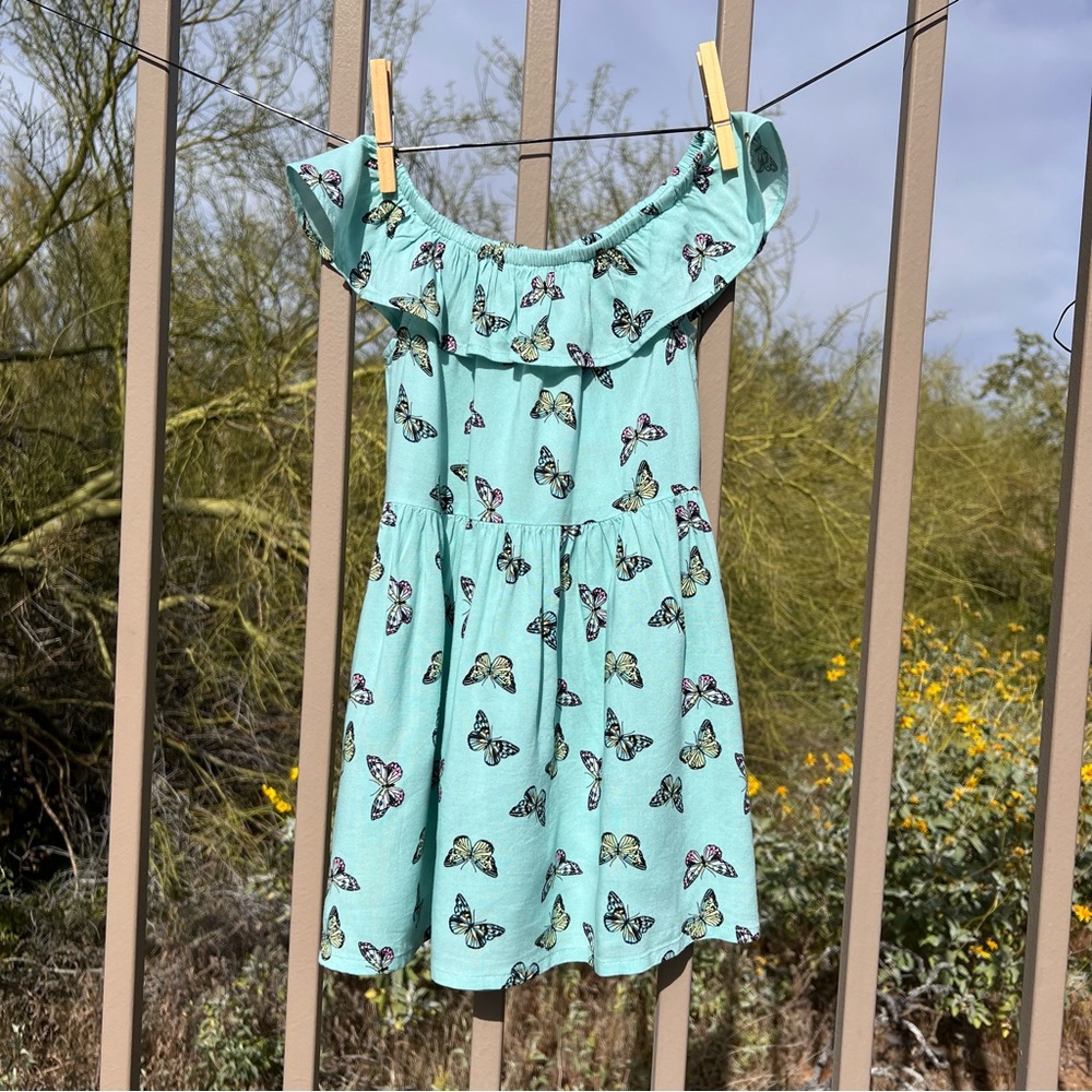 ⬇️💲Jumping Beans NWT Girl’s Dress Size 2T Color Turquoise TRQ/W Butterflies